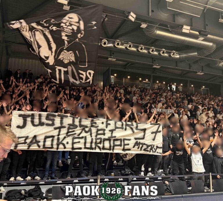 Φρίμπουργκ-ΠΑΟΚ: Σήκωσαν πανό για τα Τέμπη και έστειλαν ξεκάθαρο μήνυμα οι οπαδοί (pic)