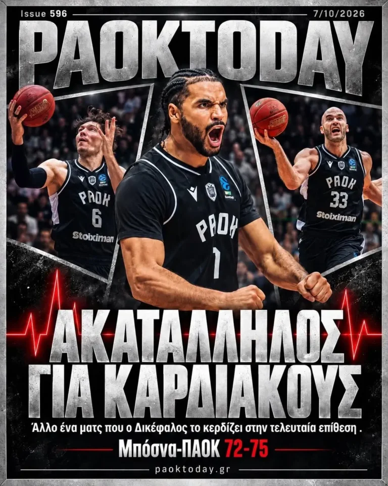 Το πρωτοσέλιδο του PAOK Today Τετάρτη 7 Οκτωβρίου 2026