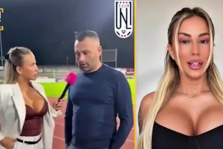 Viral: Παντρεμένος προπονητής παλεύει να μην κοιτάξει το ντεκολτέ Τσέχας δημοσιογράφου (video)